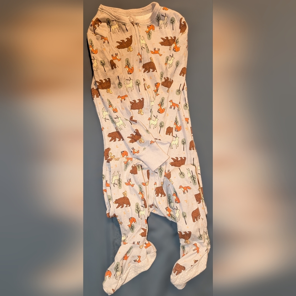 Old Navy Cream Pajama Set with Woodland Animal Print